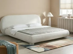 Letto Bouclé BAYEL 180 x 200 cm Bianco sporco