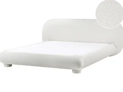 Letto Bouclé BAYEL 180 x 200 cm Bianco sporco