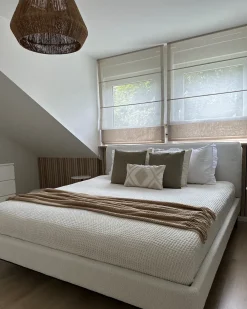 Letto Bouclé CORIO 180 x 200 cm Bianco sporco