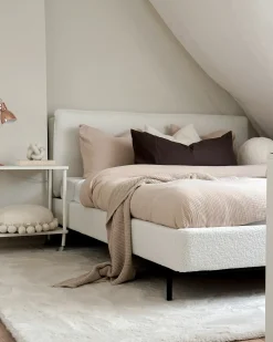 Letto Bouclé CORIO 180 x 200 cm Bianco sporco