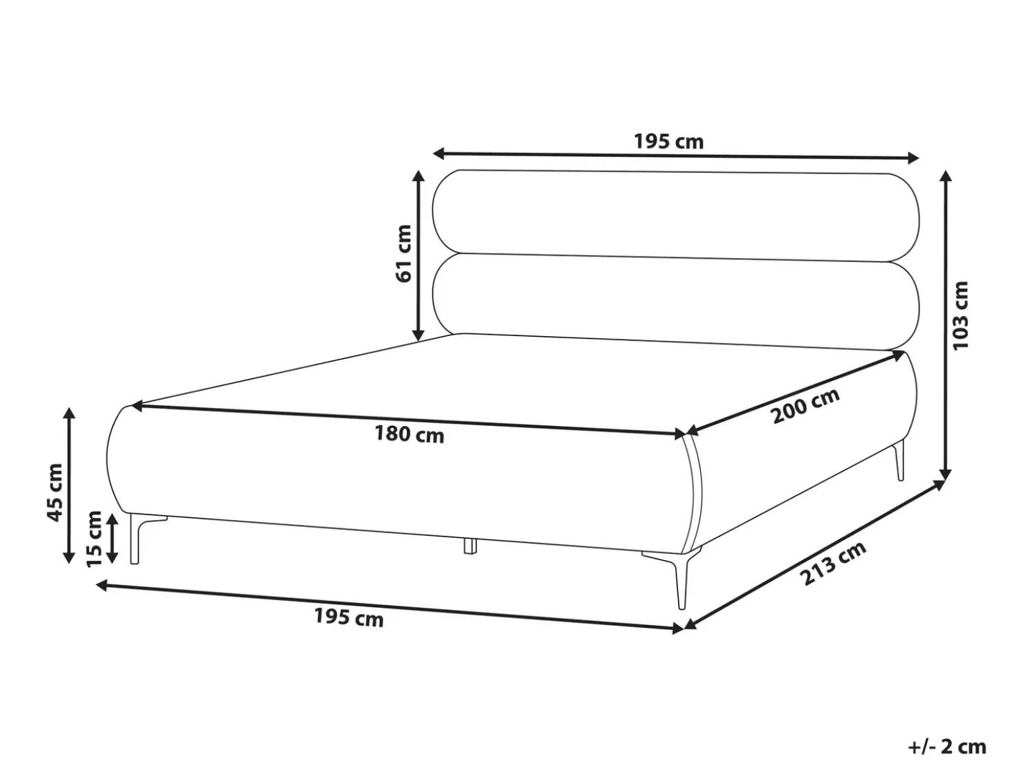 Letto Bouclé LESSAY 180 x 200 cm Bianco sporco