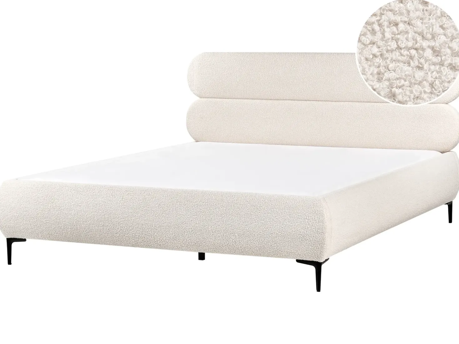 Letto Bouclé LESSAY 180 x 200 cm Bianco sporco