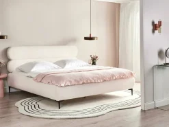 Letto Bouclé LESSAY 180 x 200 cm Bianco sporco