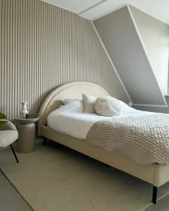 Letto Bouclé MARGUT 180 x 200 cm Beige