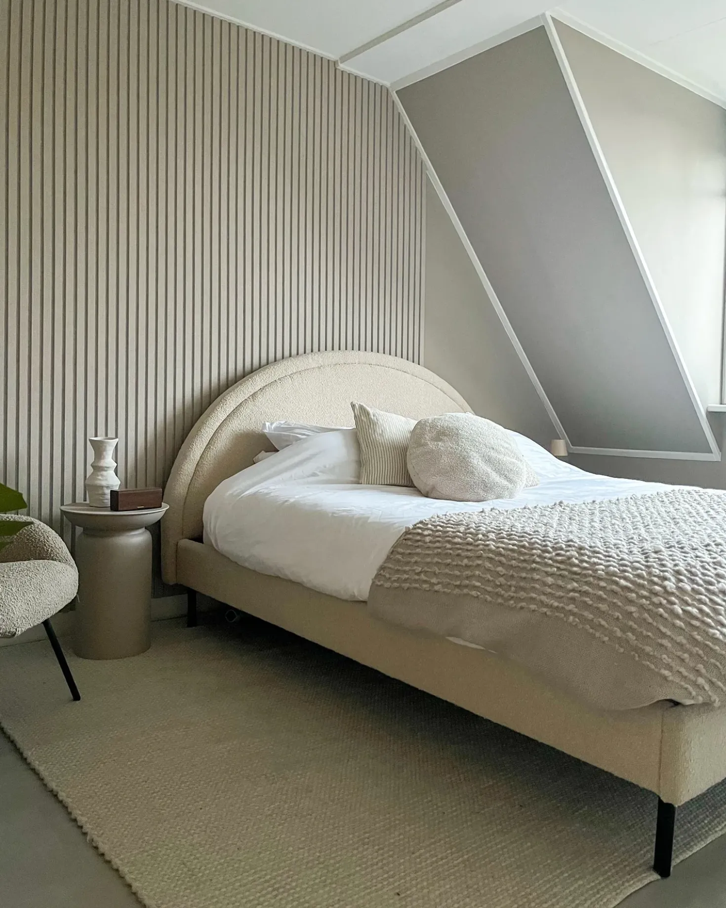Letto Bouclé MARGUT 180 x 200 cm Beige