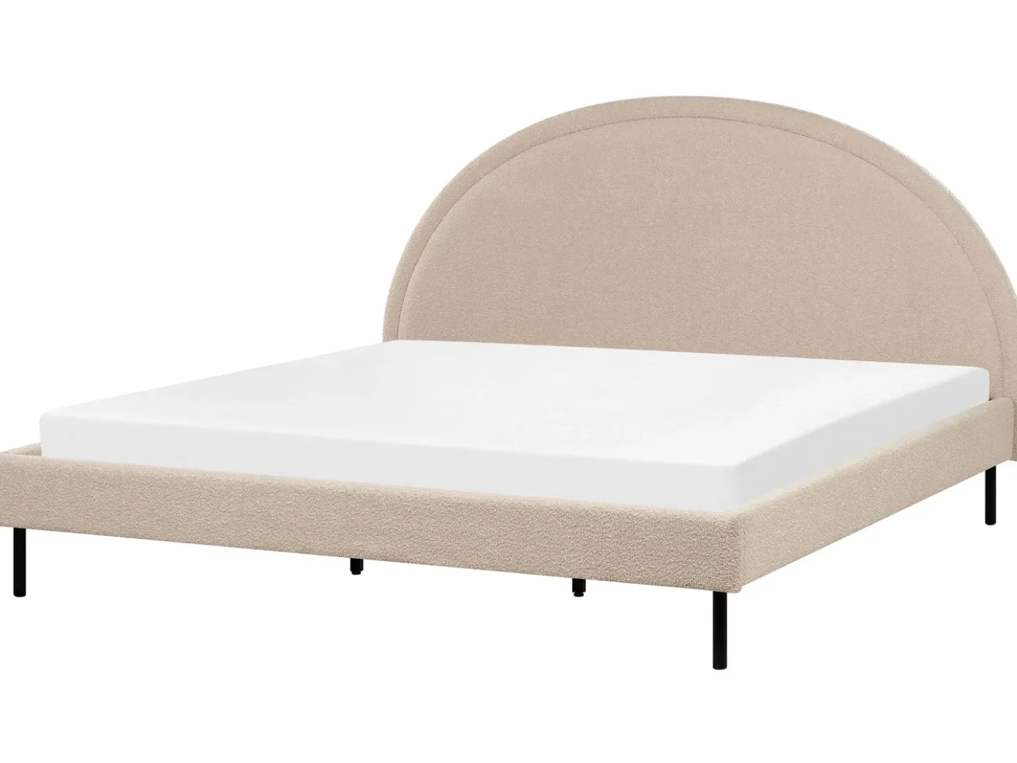 Letto Bouclé MARGUT 180 x 200 cm Beige