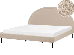 Letto Bouclé MARGUT 180 x 200 cm Beige