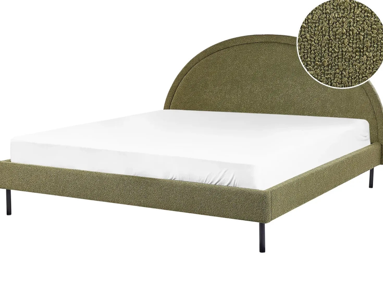Letto Bouclé MARGUT 180 x 200 cm Verde oliva