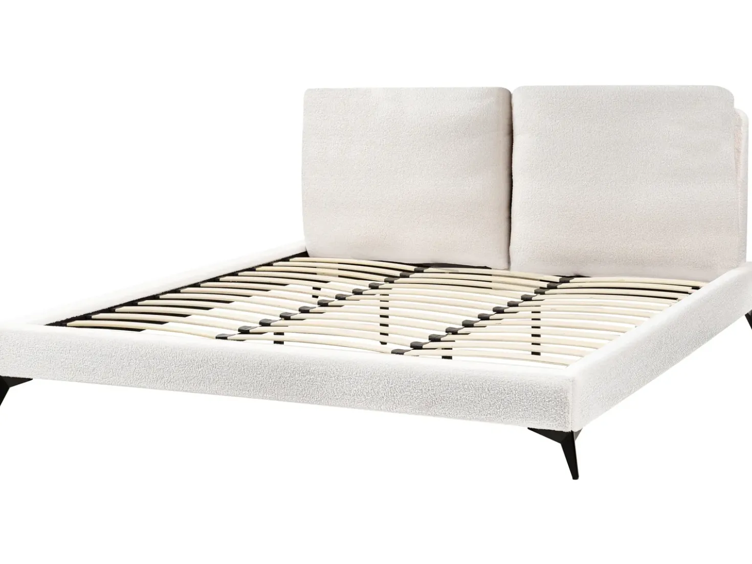 Letto Bouclé MELLE 180 x 200 cm Bianco sporco