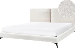 Letto Bouclé MELLE 180 x 200 cm Bianco sporco
