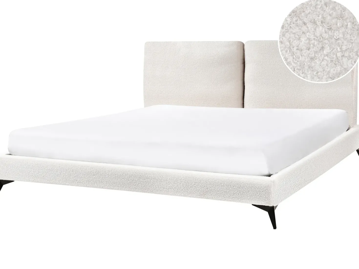 Letto Bouclé MELLE 180 x 200 cm Bianco sporco