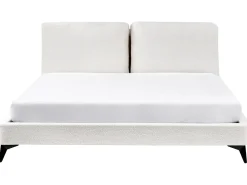 Letto Bouclé MELLE 180 x 200 cm Bianco sporco