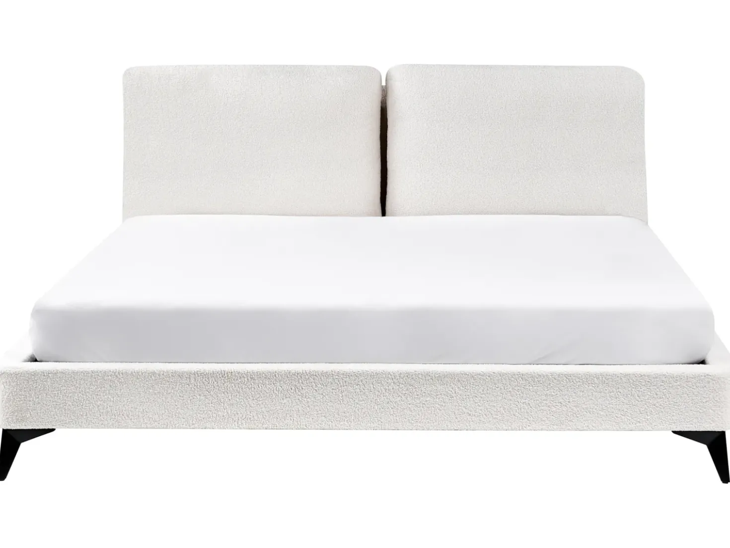 Letto Bouclé MELLE 180 x 200 cm Bianco sporco