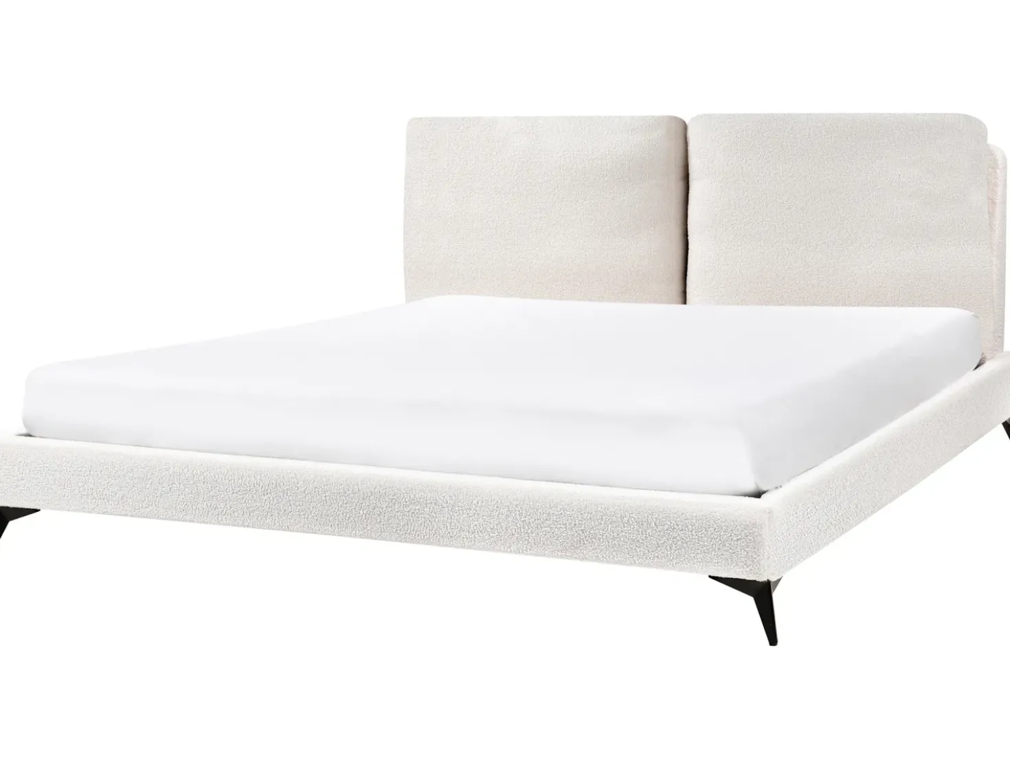 Letto Bouclé MELLE 180 x 200 cm Bianco sporco