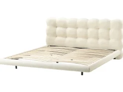 Letto Bouclé SOULISSE 180 x 200 cm Bianco sporco