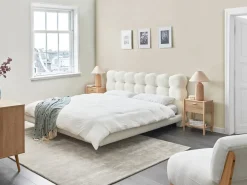 Letto Bouclé SOULISSE 180 x 200 cm Bianco sporco