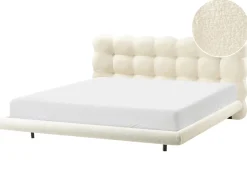 Letto Bouclé SOULISSE 180 x 200 cm Bianco sporco