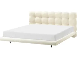 Letto Bouclé SOULISSE 180 x 200 cm Bianco sporco