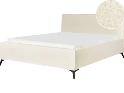 Letto Bouclé VALOGNES 180 x 200 cm Bianco sporco