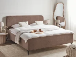Letto Bouclé VALOGNES 180 x 200 cm Marrone