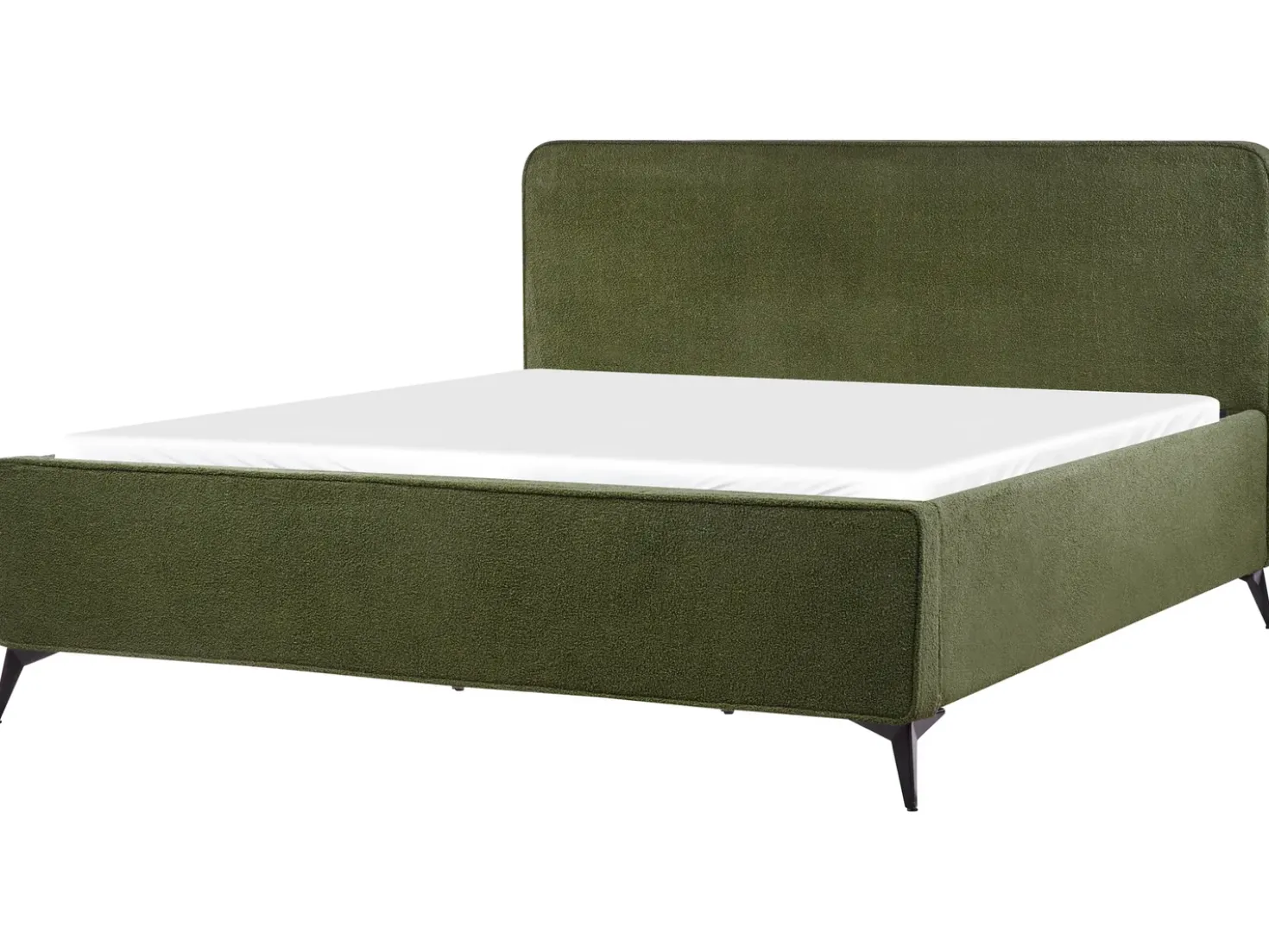Letto Bouclé VALOGNES 180 x 200 cm Verde scuro