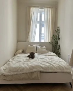 Letto Bouclé VALOGNES 180 x 200 cm Bianco sporco