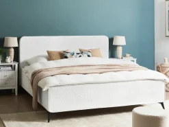 Letto Bouclé VALOGNES 180 x 200 cm Bianco sporco