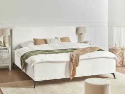 Letto Bouclé VALOGNES 180 x 200 cm Bianco sporco
