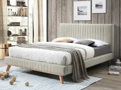 Letto Ciniglia TALENCE 180 x 200 cm Beige chiaro