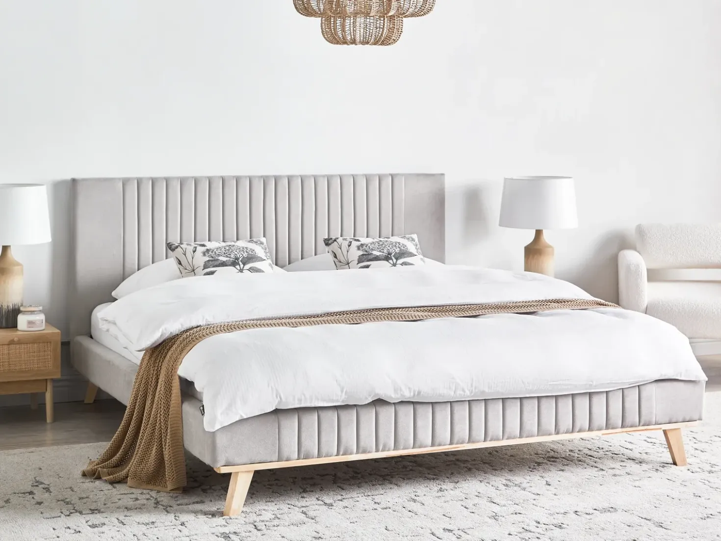 Letto Ciniglia TALENCE 180 x 200 cm Grigio chiaro