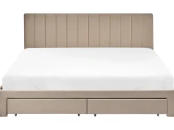 Letto con cassetti contenitori Velluto LONZAC 180 x 200 cm Tortora