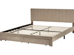 Letto con cassetti contenitori Velluto LONZAC 180 x 200 cm Tortora
