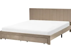 Letto con cassetti contenitori Velluto LONZAC 180 x 200 cm Tortora