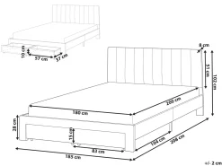 Letto con cassetti contenitori Velluto LONZAC 180 x 200 cm Bianco sporco