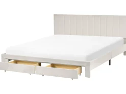 Letto con cassetti contenitori Velluto LONZAC 180 x 200 cm Bianco sporco