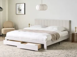 Letto con cassetti contenitori Velluto LONZAC 180 x 200 cm Bianco sporco