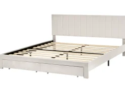 Letto con cassetti contenitori Velluto LONZAC 180 x 200 cm Bianco sporco