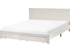 Letto con cassetti contenitori Velluto LONZAC 180 x 200 cm Bianco sporco