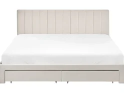 Letto con cassetti contenitori Velluto LONZAC 180 x 200 cm Bianco sporco