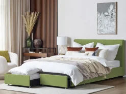 Letto con cassetti contenitori Tessuto LA ROCHELLE 180 x 200 cm Verde