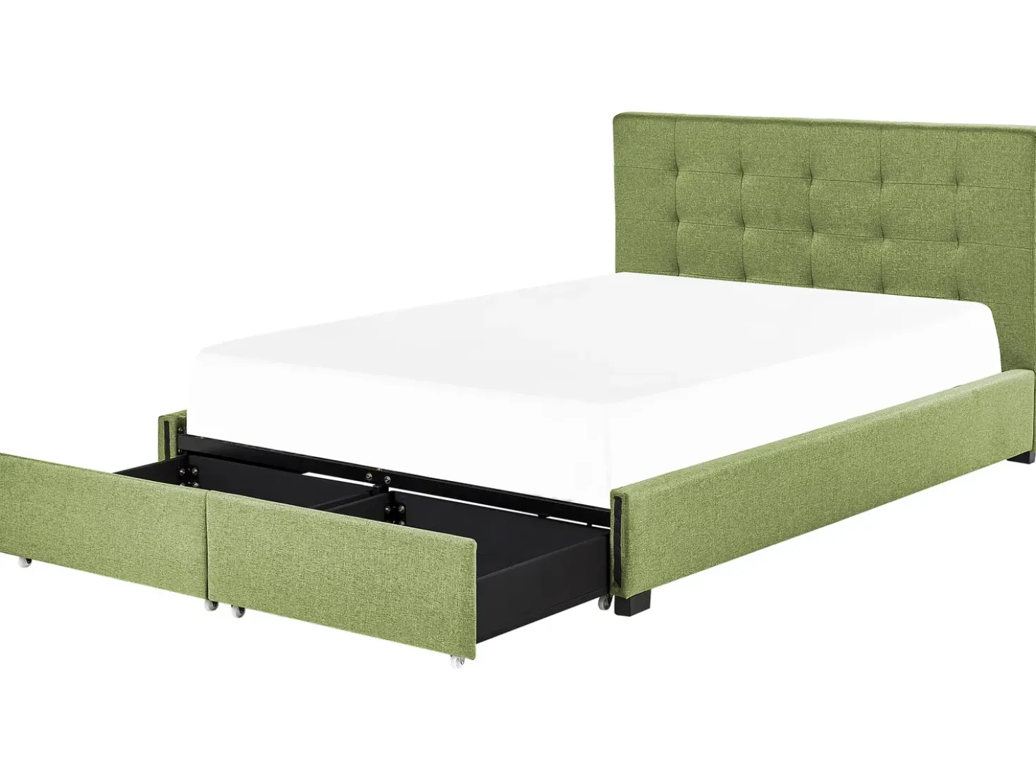Letto con cassetti contenitori Tessuto LA ROCHELLE 180 x 200 cm Verde