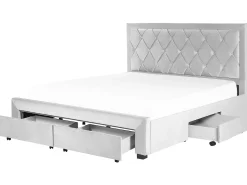 Letto con cassetti contenitori Velluto LIEVIN 180 x 200 cm Grigio chiaro