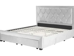 Letto con cassetti contenitori Velluto LIEVIN 180 x 200 cm Grigio chiaro