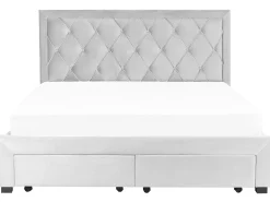 Letto con cassetti contenitori Velluto LIEVIN 180 x 200 cm Grigio chiaro