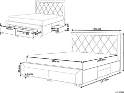Letto con cassetti contenitori Velluto LIEVIN 180 x 200 cm Blu marino