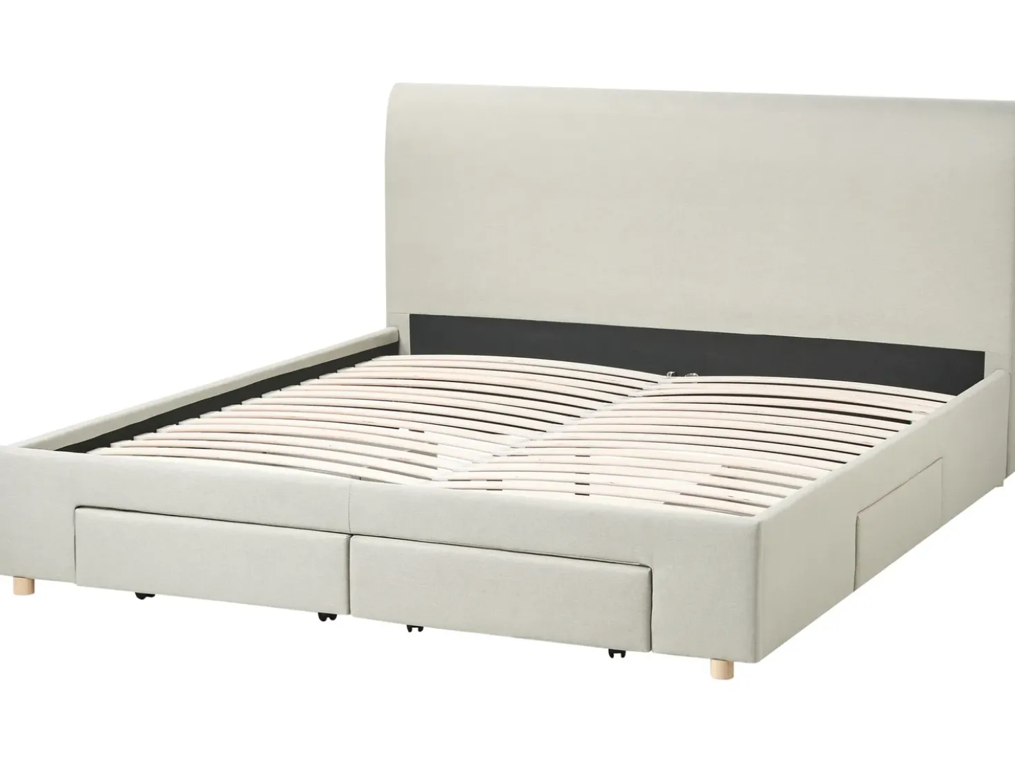 Letto con cassetti contenitori Tessuto SOUTRIN 180 x 200 cm Beige