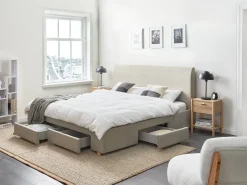 Letto con cassetti contenitori Tessuto SOUTRIN 180 x 200 cm Beige
