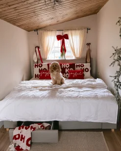 Letto con cassetti contenitori Tessuto SOUTRIN 180 x 200 cm Beige