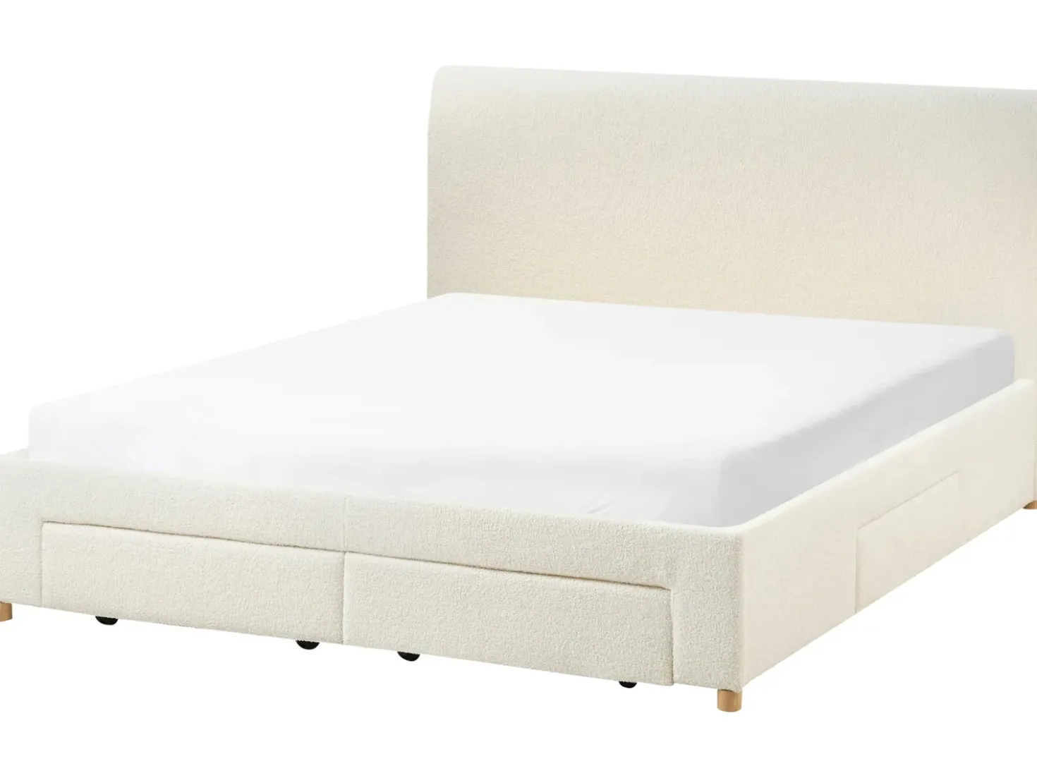 Letto con cassetti contenitori Bouclé SOUTRIN 180 x 200 cm Bianco sporco