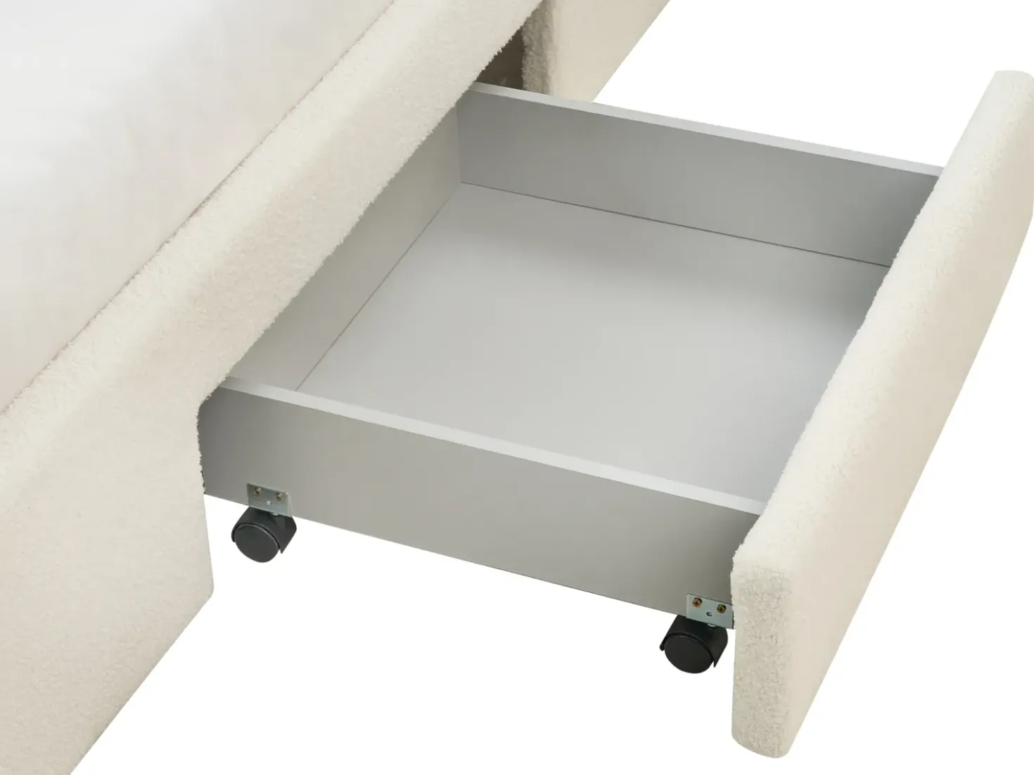 Letto con cassetti contenitori Bouclé SOUTRIN 180 x 200 cm Bianco sporco